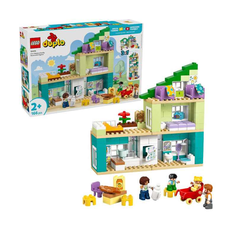Đồ Chơi Lắp Ráp 3 Trong 1: Ngôi Nhà Hiện Đại Kèm Nhân Vật LEGO DUPLO 10470 (166 chi tiết)