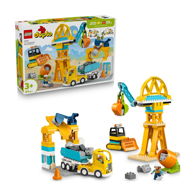Đồ Chơi Lắp Ráp 3 Trong 1: Công Trường & Xe Công Trình LEGO DUPLO 10476 (84 chi tiết)