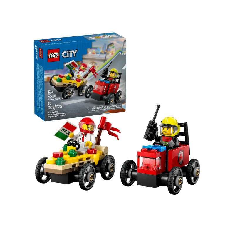 Đồ Chơi Lắp Ráp Bộ Đôi Xe Bán Pizza Vs Xe Cứu Hỏa Chuyên Dụng LEGO CITY 60458 (70 chi tiết)