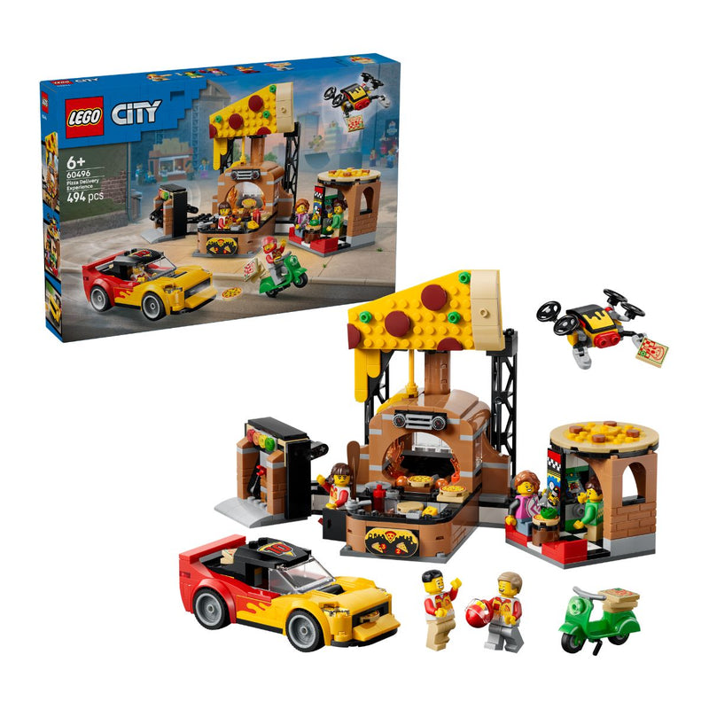 Đồ Chơi Lắp Ráp Quầy Bán Và Bộ Phương Tiện Giao Bánh Pizza LEGO CITY 60496 (494 chi tiết)